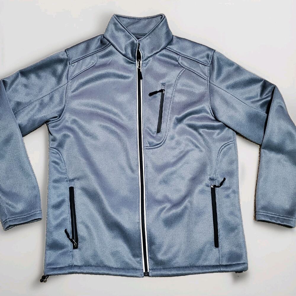 PGA Tour Long Sleeve Golf Jacket Lined Phone Pocket Blue Grey Men's Size M